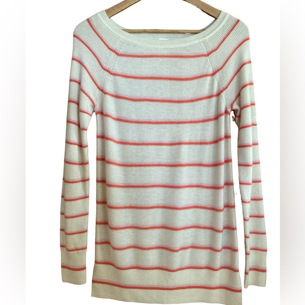 GAP Women’s XS Merino True Soft Mix-Stitch Boatneck Pullover Sweater Orange Pink